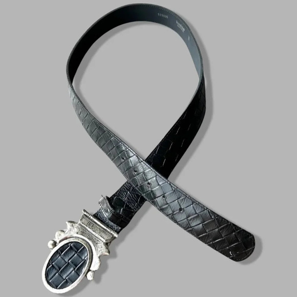 Kudos Braided Leather Belt With NBEL Vintage Buckle Made in  Italy Unisex - Picture 1 of 14